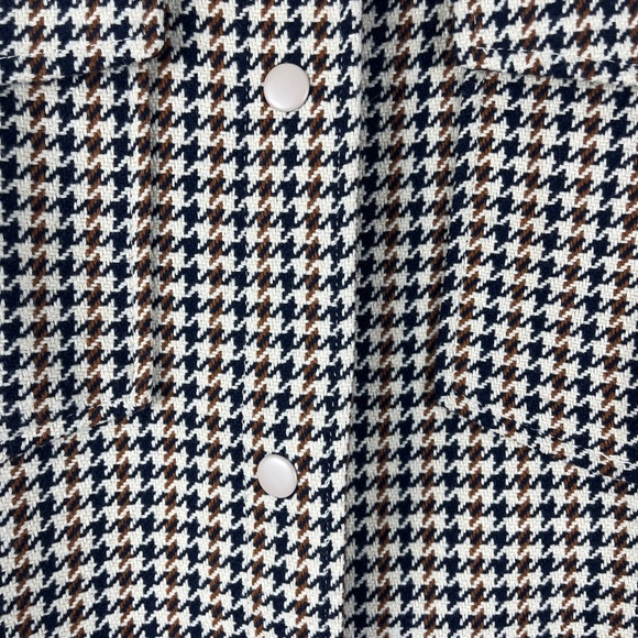H&M Houndstooth Shacket Deep Navy/Cream/Tan Size L - Picture 9 of 13